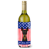 Caroline'S Treasures Bb2170Literk God Bless American Flag With Min Pin Wine Bottle Hugger Koozie, 750Ml, Multicolor