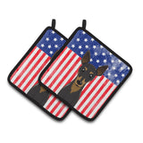 Caroline'S Treasures American Flag & Min Pin Pair Of Pot Holders Bb2170Pthd, 7.5Hx7.5W, Multicolor