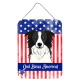 Caroline'S Treasures God Bless American Flag With Border Collie Wall Or Door Hanging Prints Bb2171Ds1216, 16Hx12W, Multicolor,