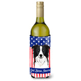 Caroline'S Treasures Bb2171Literk God Bless American Flag With Border Collie Wine Bottle Hugger Koozie, 750Ml, Multico
