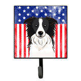 Caroline'S Treasures American Flag And Border Collie Leash Or Key Holder Hooks, Multicolor