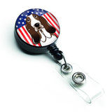 Caroline'S Treasures American Flag And Basset Hound Retractable Badge Reel, Multicolor (Bb2173Br)