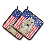 Caroline'S Treasures American Flag & Afghan Hound Pair Of Pot Holders Bb2174Pthd, 7.5Hx7.5W, Multicolor