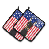 Caroline'S Treasures American Flag & Doberman Pair Of Pot Holders Bb2175Pthd, 7.5Hx7.5W, Multicolor