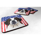 Caroline'S Treasures Bb2176Fc American Flag And Saint Bernard Foam Coaster (Set Of 4), 3.5, Multicolor