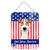Caroline'S Treasures God Bless American Flag With Wire Haired Fox Terrier Wall Or Door Hanging Prints Bb2177Ds1216, 16Hx12W, M