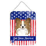 Caroline'S Treasures God Bless American Flag With Papillon Wall Or Door Hanging Prints Bb2178Ds1216, 16Hx12W, Multicolor