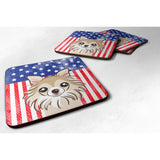 Caroline'S Treasures Bb2181Fc American Flag And Chihuahua Foam Coaster (Set Of 4), 3.5, Multicolor