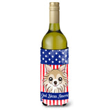 Caroline'S Treasures Bb2181Literk God Bless American Flag With Chihuahua Wine Bottle Hugger Koozie, 750Ml, Multicolor,