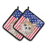 Caroline'S Treasures American Flag & Chihuahua Pair Of Pot Holders Bb2181Pthd, 7.5Hx7.5W, Multicolor