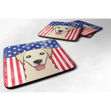 Caroline'S Treasures Bb2182Fc American Flag And Golden Retriever Foam Coaster (Set Of 4), 3.5, Multicolor