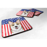 Caroline'S Treasures Bb2183Fc American Flag And Sable Corgi Foam Coaster (Set Of 4), 3.5, Multicolor