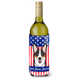 Caroline'S Treasures Bb2185Literk God Bless American Flag With Tricolor Corgi Wine Bottle Hugger Koozie, 750Ml, Multic