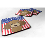 Caroline'S Treasures Bb2186Fc American Flag And Chocolate Brown Poodle Foam Coaster (Set Of 4), 3.5, Multicolor