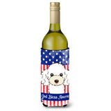 Caroline'S Treasures Bb2187Literk American Flag White Poodle Wine Bottle Hugger Cold-Beverage-Koozies, 750Ml, Multicolor