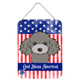 Caroline'S Treasures God Bless American Flag With Silver Gray Poodle Wall Or Door Hanging Prints Bb2189Ds1216, 16Hx12W, Multic