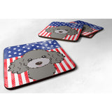 Caroline'S Treasures Bb2189Fc American Flag And Silver Gray Poodle Foam Coaster (Set Of 4), 3.5, Multicolor
