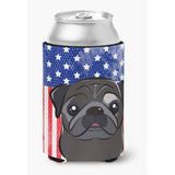 Caroline'S Treasures Bb2193Cc American Flag And Black Pug Can Or Bottle Hugger, Multicolor