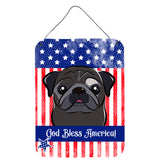 Caroline'S Treasures God Bless American Flag With Black Pug Wall Or Door Hanging Prints Bb2193Ds1216, 16Hx12W, Multicolor