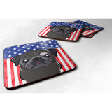 Caroline'S Treasures Bb2193Fc American Flag And Black Pug Foam Coaster (Set Of 4), 3.5, Multicolor