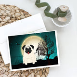 Halloween Scary Pug Cream Greeting Cards And Envelopes Pack Of 8