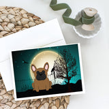 Halloween Scary French Bulldog Brown Greeting Cards And Envelopes Pack Of 8