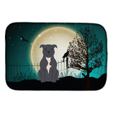 Caroline'S Treasures Halloween Scary Staffordshire Bull Terrier Blue Dish Drying Mat, 14 X 21