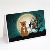 Halloween Scary Staffordshire Bull Terrier Brown Greeting Cards And Envelopes Pack Of 8