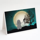 Halloween Scary Poodle Silver Greeting Cards And Envelopes Pack Of 8