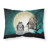 Caroline'S Treasures Halloween Scary Shih Tzu Black Silver Fabric Standard Pillowcase Bb2279Pillowcase, Multicolor