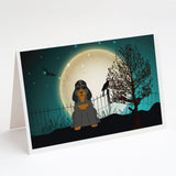 Halloween Scary Cocker Spaniel Black Tan Greeting Cards And Envelopes Pack Of 8