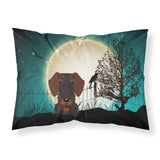 Caroline'S Treasures Halloween Scary Wire Haired Dachshund Chocolate Fabric Standard Pillowcase Bb2319Pillowcase, Multicolor