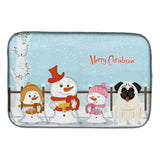 Caroline'S Treasures Pug Cream Dish Drying Mat, 14 X 21, Christmas Carolers