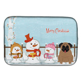 Caroline'S Treasures Merry Christmas Carolers Pug Brown Dish Drying Mat, 14 X 21