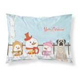 Caroline'S Treasures Merry Christmas Carolers Mastiff Brindle White Fabric Standard Pillowcase Bb2347Pillowcase, Multicolor