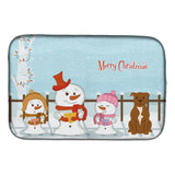 Caroline'S Treasures Merry Christmas Carolers Staffordshire Bull Terrier Brown Dish Drying Mat, 14 X 21