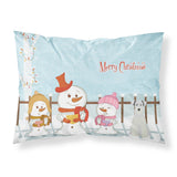 Caroline'S Treasures Merry Christmas Carolers Miniature Schanuzer White Fabric Standard Pillowcase Bb2384Pillowcase, Multicolo