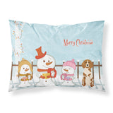 Caroline'S Treasures Merry Christmas Carolers Brittany Spaniel Fabric Standard Pillowcase Bb2403Pillowcase, Multicolor