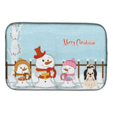 Caroline'S Treasures Merry Christmas Carolers Shih Tzu Black White Dish Drying Mat, 14 X 21