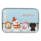 Caroline'S Treasures Merry Christmas Carolers Dachshund Black Tan Dish Drying Mat, 14 X 21