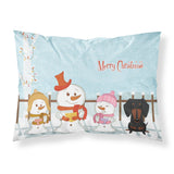 Caroline'S Treasures Christmas Carolers Merry Dachshund Black Tan Fabric Standard Pillowcase Bb2463Pillowcase