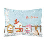 Caroline'S Treasures Bb2466Pw1216 Merry Christmas Carolers Bull Terrier Red White Canvas Fabric Decorative Pillow, 12 H X