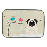 Caroline'S Treasures Christmas Presents Between Friends Pug Cream Dish Drying Mat, 14 X 21
