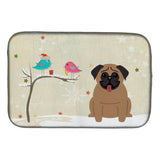 Caroline'S Treasures Christmas Presents Between Friends Pug Brown Dish Drying Mat, 14 X 21