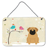 Caroline'S Treasures Christmas Presents Friends Pug Brown Wall Or Door Hanging Prints Bb2479Ds812, 8 X 12