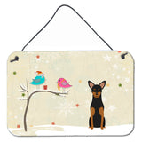Caroline'S Treasures Christmas Presents Friends Manchester Terrier Wall Or Door Hanging Prints Bb2500Ds812, 8 X 12