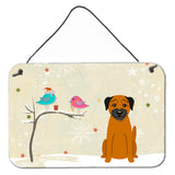 Caroline'S Treasures Christmas Presents Friends Border Terrier Wall Or Door Hanging Prints Bb2511Ds812, 8 X 12