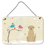 Caroline'S Treasures Christmas Presents Between Friends Yellow Labrador Wall Or Door Hanging Prints Bb2527Ds812, 8 X 12,