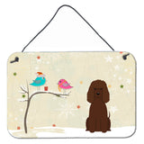 Caroline'S Treasures Christmas Presents Friends Irish Water Spaniel Wall Or Door Hanging Prints Bb2535Ds812, 8 X 12