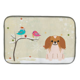 Caroline'S Treasures Christmas Presents Between Friends Pekingese Red White Dish Drying Mat, 14 X 21